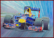 Zeichnung Motorsportkunst Sebastian Vettel